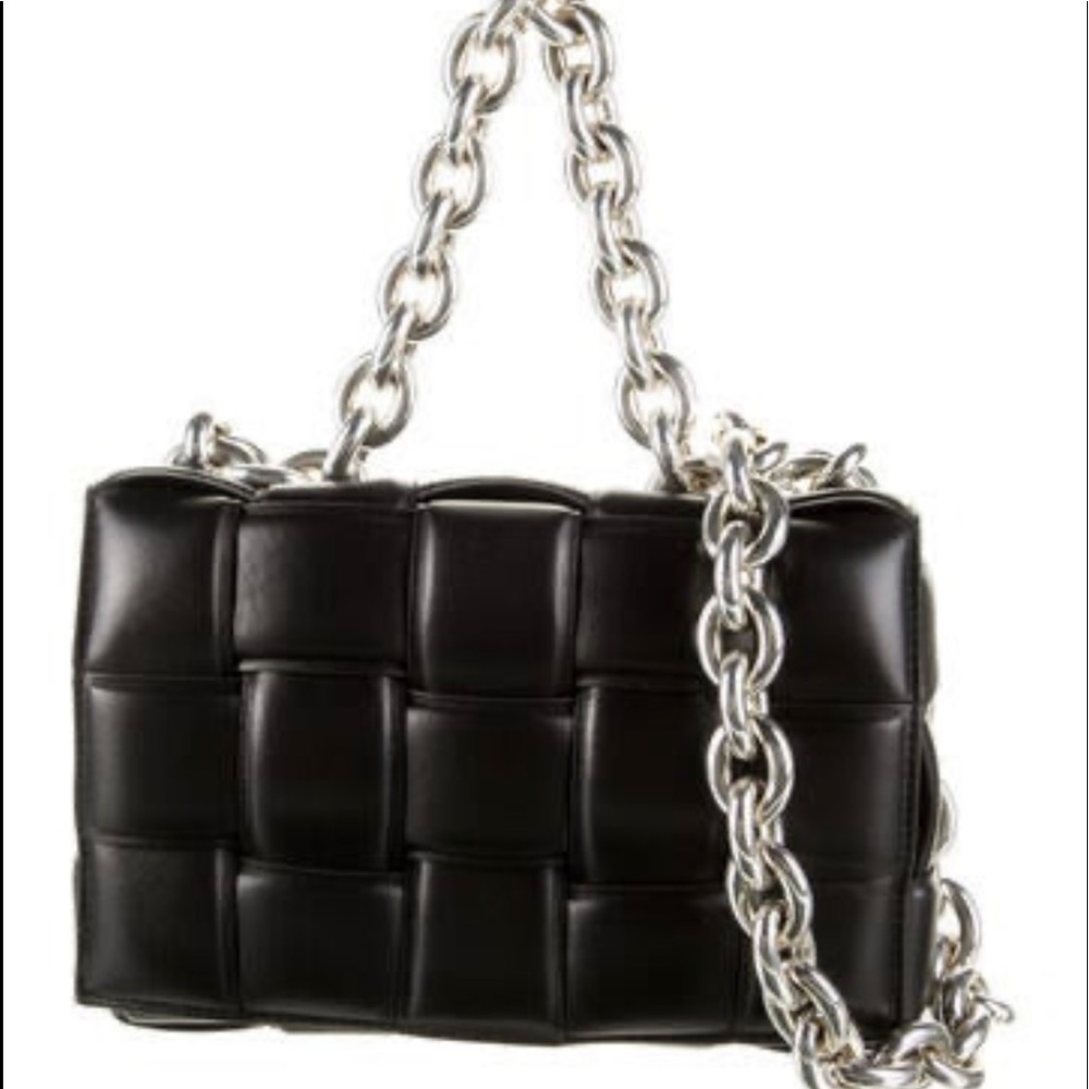 Bottega Veneta Padded Chain Cassette Bag Black with Silver